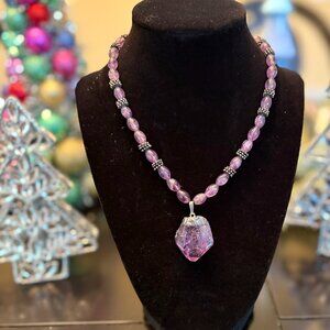 Genuine Amethyst and Sterling Silver Necklace